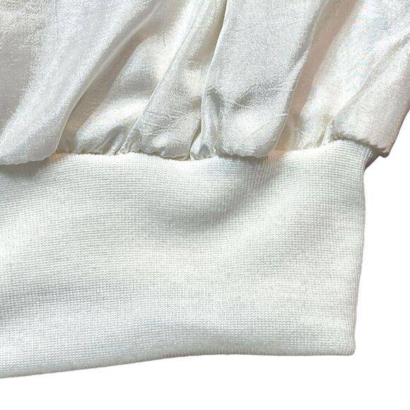 Vintage Adolfo 80s Windbreaker Top White Lipstick Perfume Embroidered Small - Picture 8 of 15